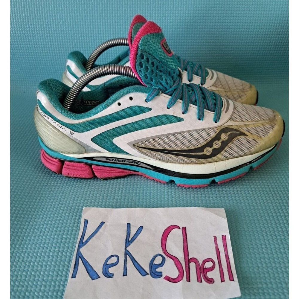 Saucony Cortana 3 Running Shoes White Blue‎ Pink Women’s Size 7.5